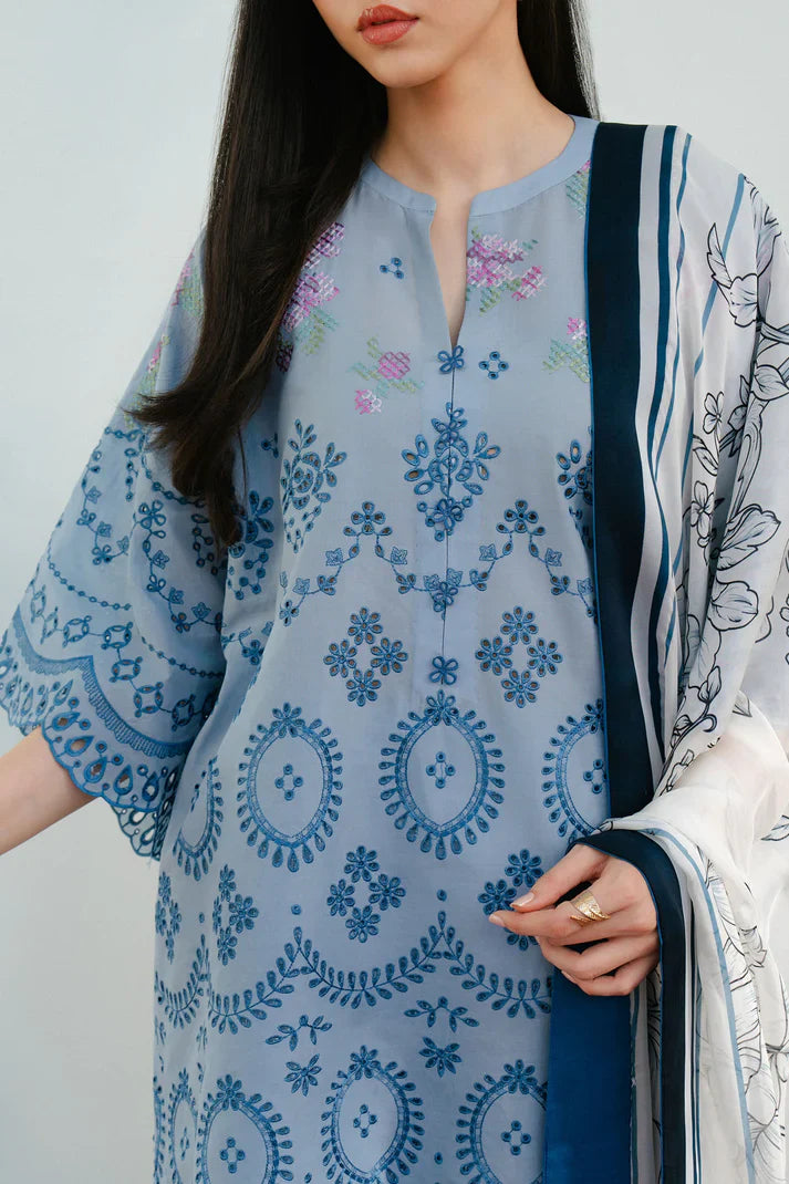 3PC EMBROIDERED LAWN SUIT - SR-479