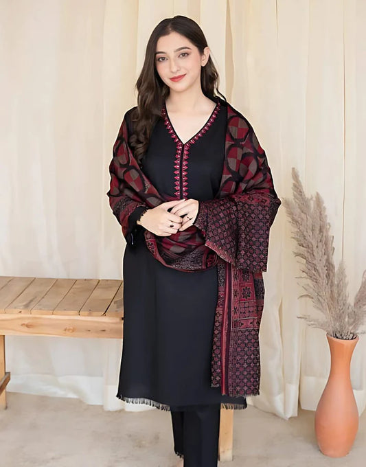 3PC EMBROIDERED LAWN SUIT - SR-376