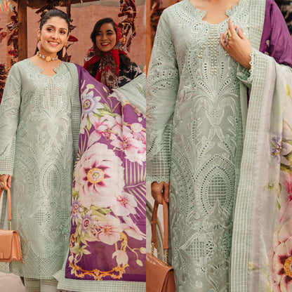3PC EMBROIDERED LAWN SUIT - SR-87