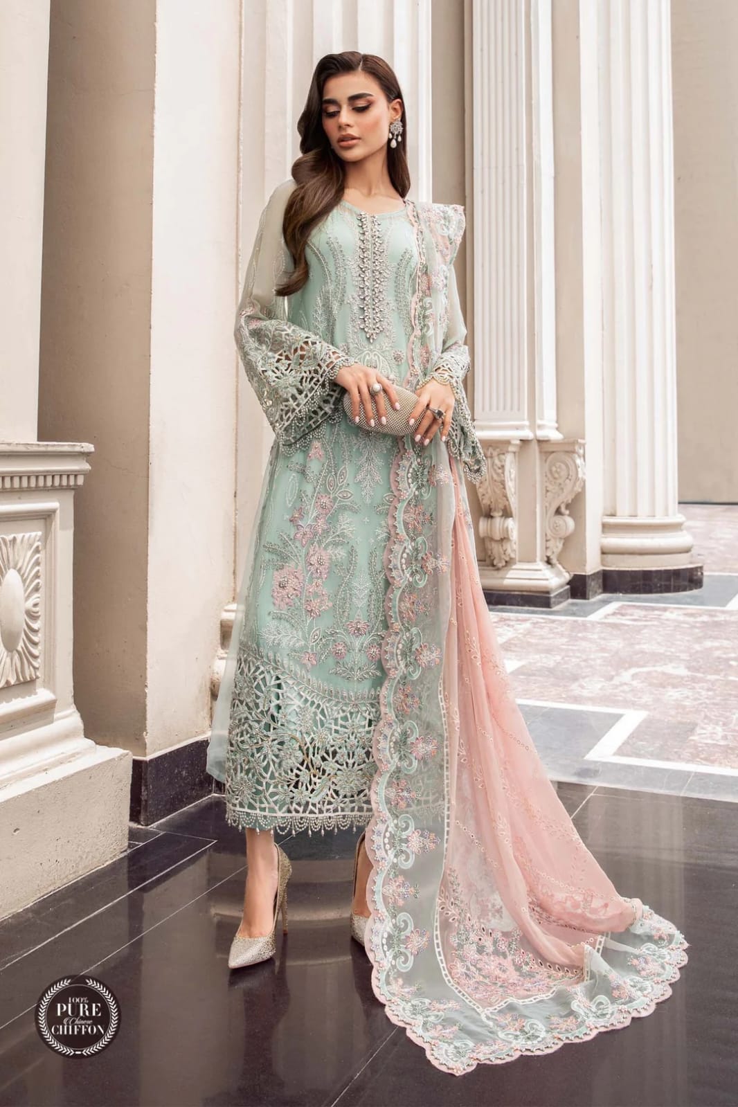 3PC HEAVY EMBROIDERED SUMMER ORGANZA SUIT - RO-169