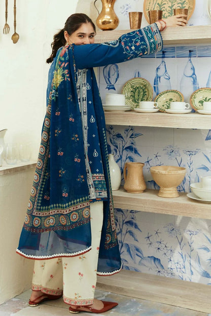 3PC EMBROIDERED DHANAK DRESS RO - 320