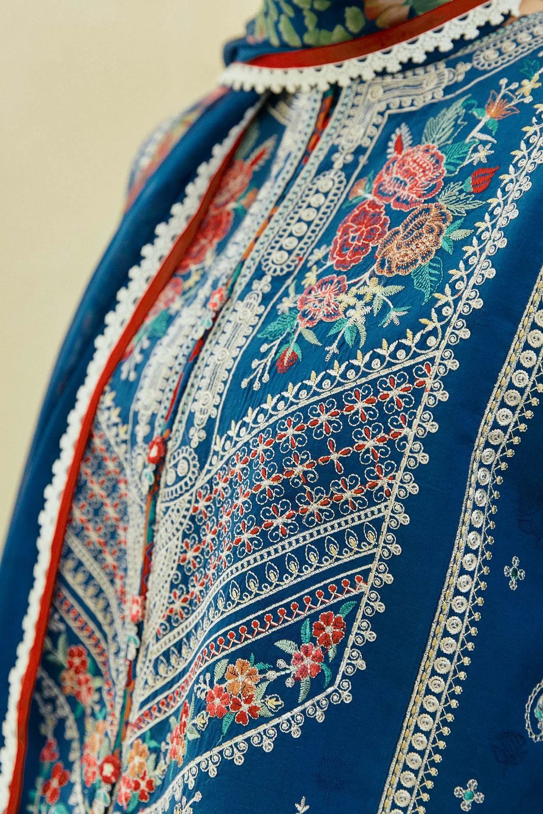 3PC EMBROIDERED DHANAK DRESS RO - 320