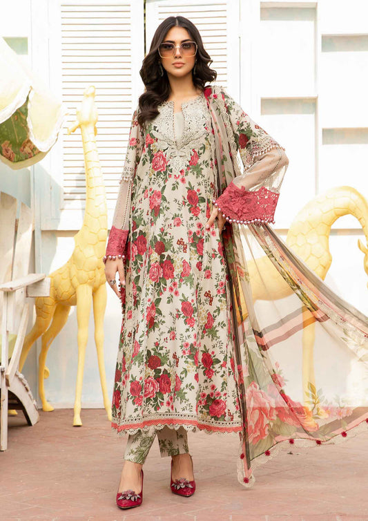 3PC DIGITAL PRINTED LAWN SUIT WITH PATCHES - SR-491