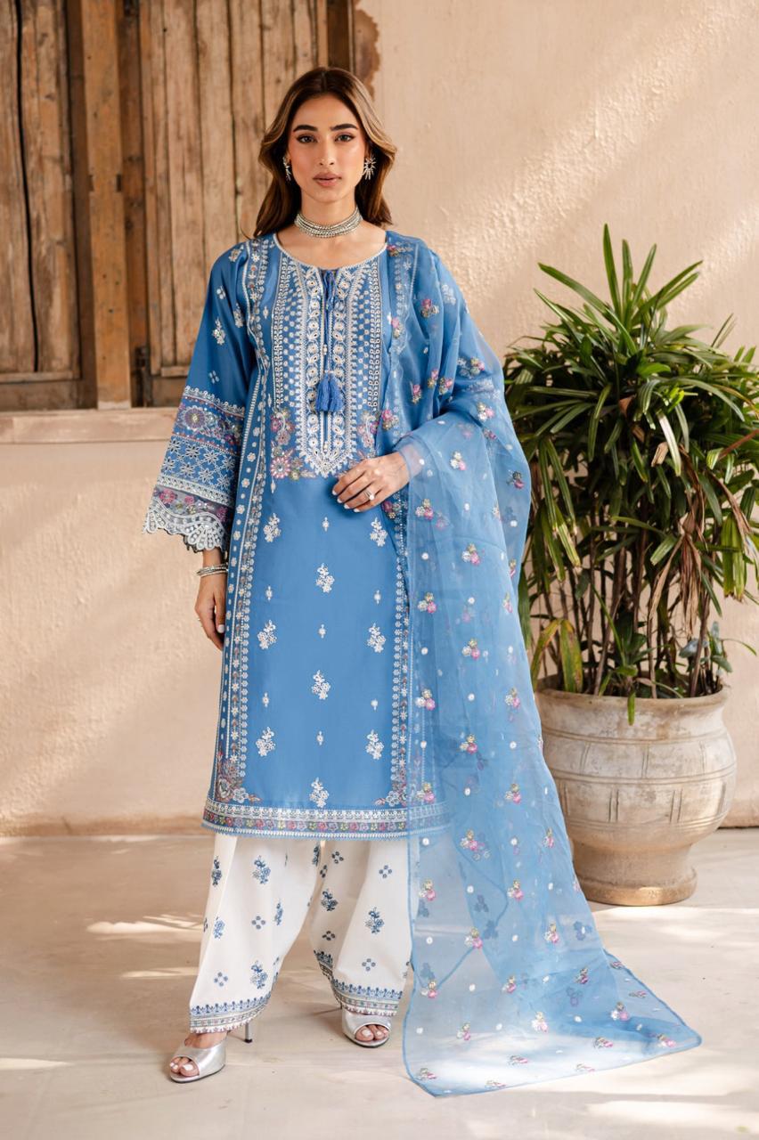 3PC EMBROIDERED LAWN SUIT - SR-517