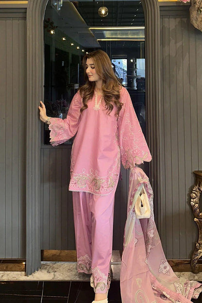 3PC EMBROIDERED LAWN SUIT - SR-775