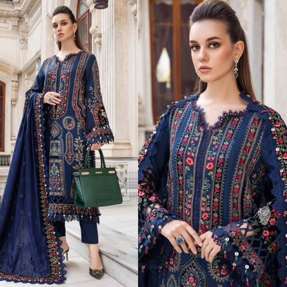 3PC EMBROIDERED DHANAK SUIT - RO-391