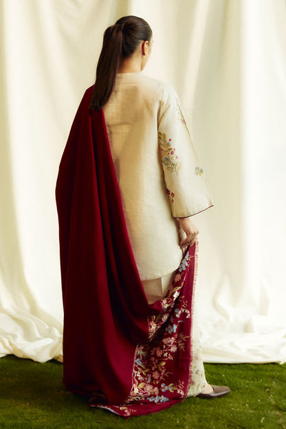 3PC EMBROIDERED SLUB KHADDAR DRESS RO - 416