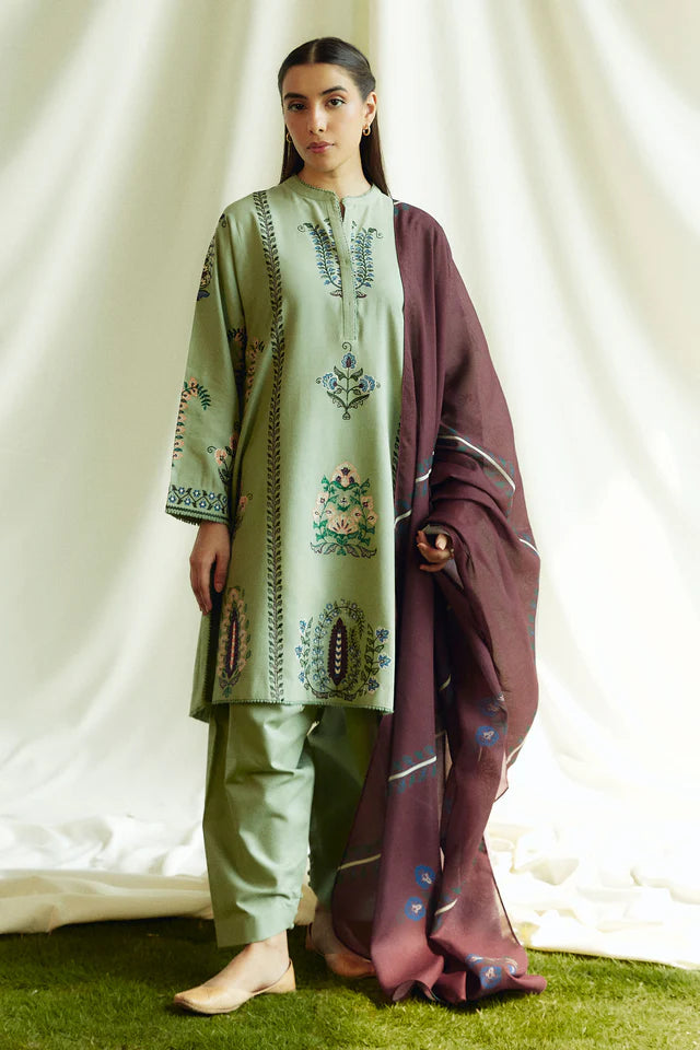 3PC EMBROIDERED KHADDAR DRESS RO - 427
