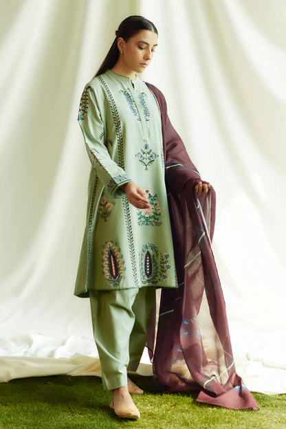 3PC EMBROIDERED KHADDAR DRESS RO - 427