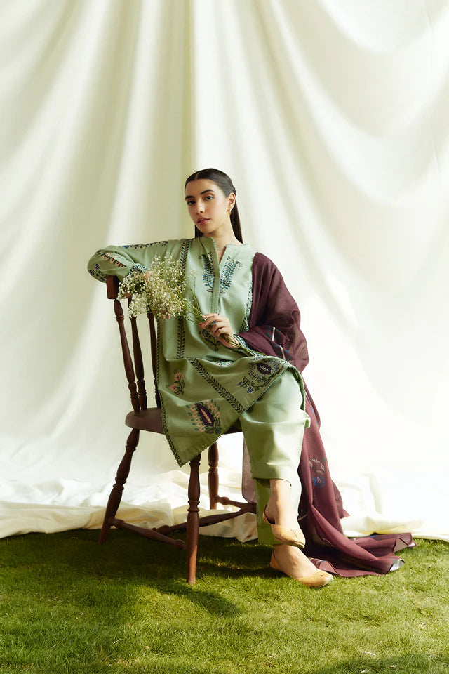 3PC EMBROIDERED KHADDAR DRESS RO - 427