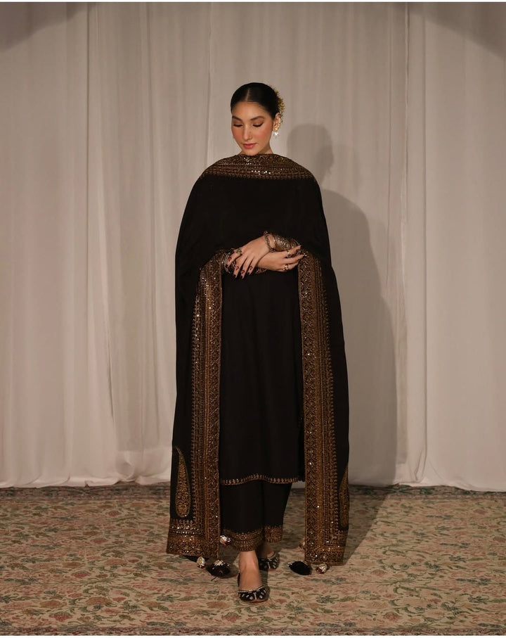 3PC EMBROIDERED DHANAK SUIT - RO-584