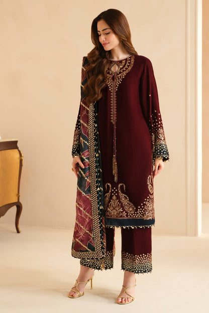 3PC EMBROIDERED MICRO 9000 VELVET DRESS - RO-533
