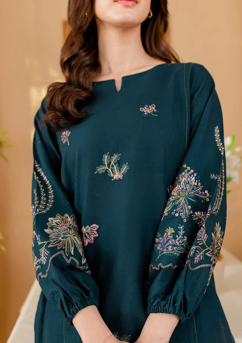 2PC EMBROIDERED DHANAK DRESS RO - 384