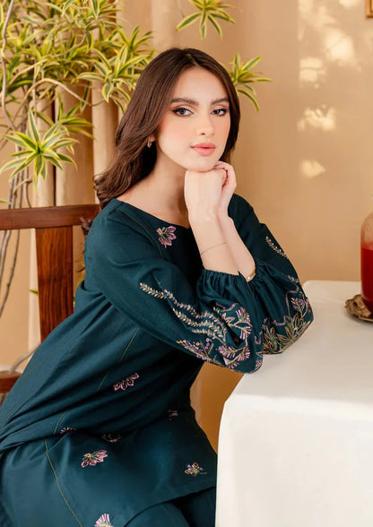 2PC EMBROIDERED DHANAK DRESS RO - 384