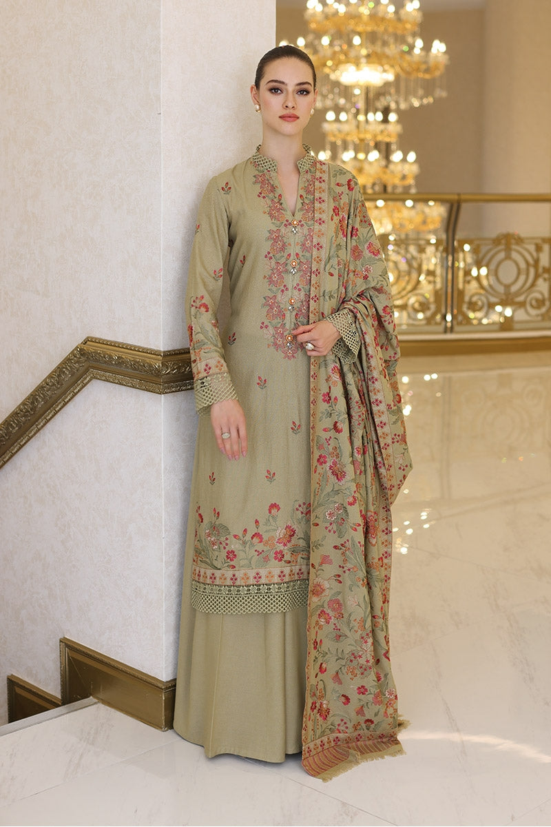 3PC EMBROIDERED DHANAK DRESS RO - 302