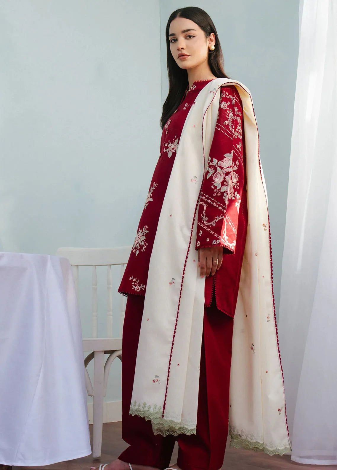 3 PC LAWN EMBROIDRED SUIT SR - 474