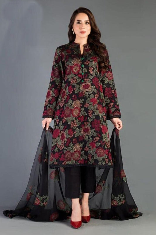 3PC EMBROIDERED LAWN SUIT - SR-154