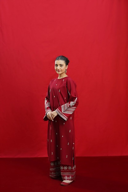 3PC EMBROIDERED KHADDAR DRESS RO - 429