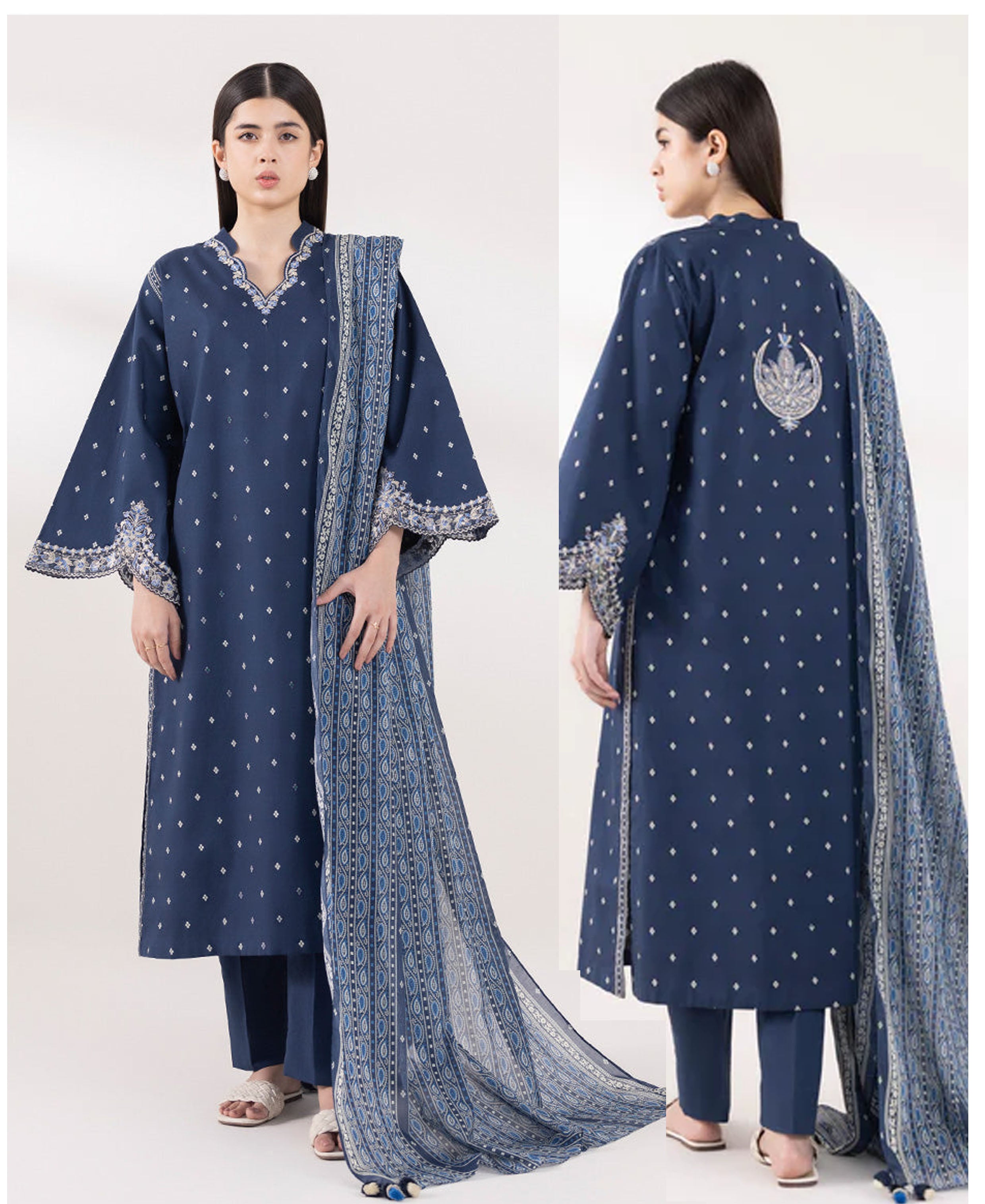 3PC EMBROIDERED LAWN SUIT - SR-389