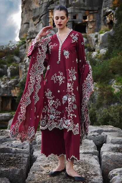 3PC EMBROIDERED DHANAK DRESS RO - 525