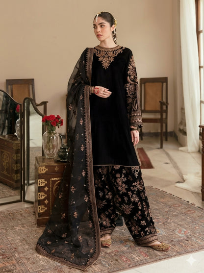 3PC EMBROIDERED MICRO 9000 VELVET DRESS - RO-538