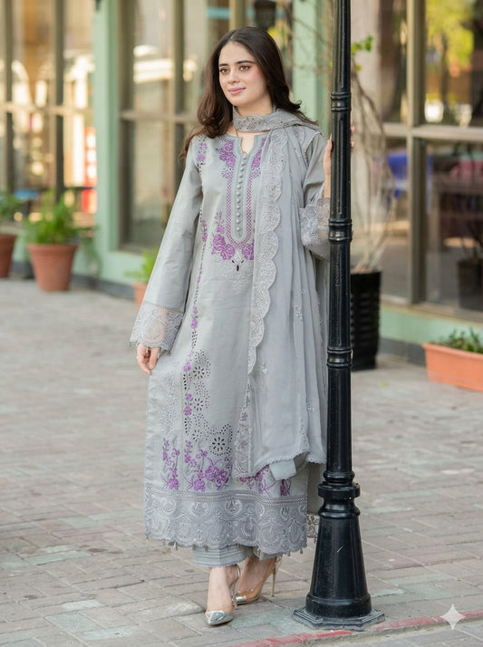 3PC EMBROIDERED KHADDAR SUIT RO-515