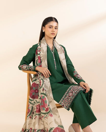3PC EMBROIDERED KHADDAR DRESS RO - 422