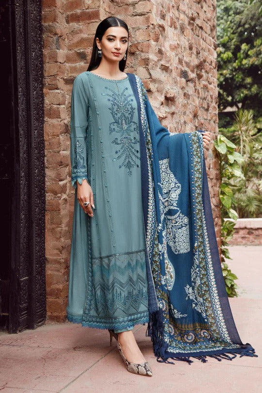 3PC EMBROIDERED DHANAK DRESS RO - 318