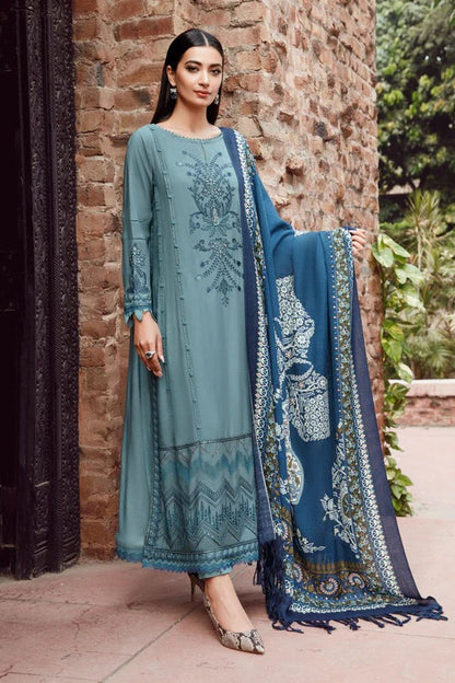 3PC EMBROIDERED DHANAK DRESS RO - 318