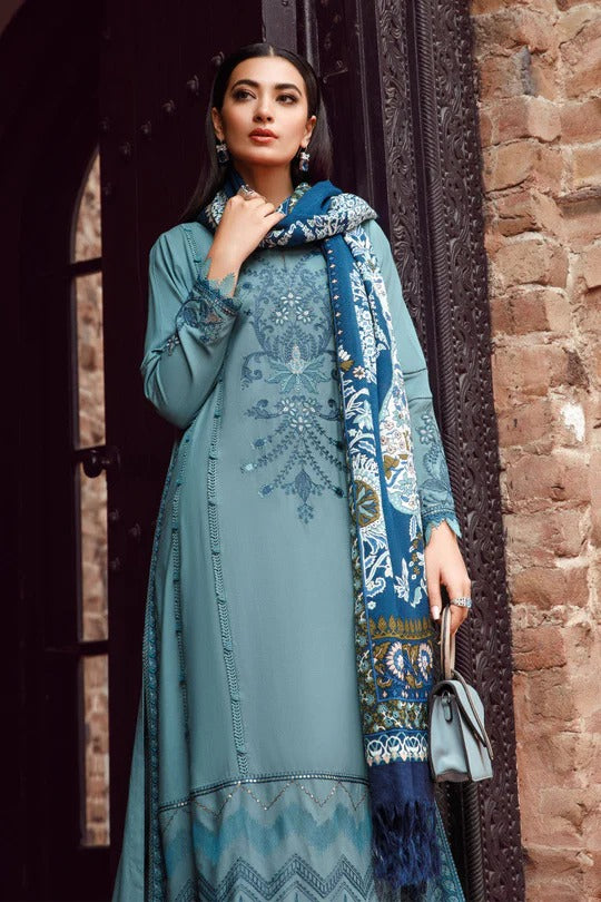 3PC EMBROIDERED DHANAK DRESS RO - 318