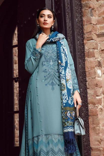 3PC EMBROIDERED DHANAK DRESS RO - 318