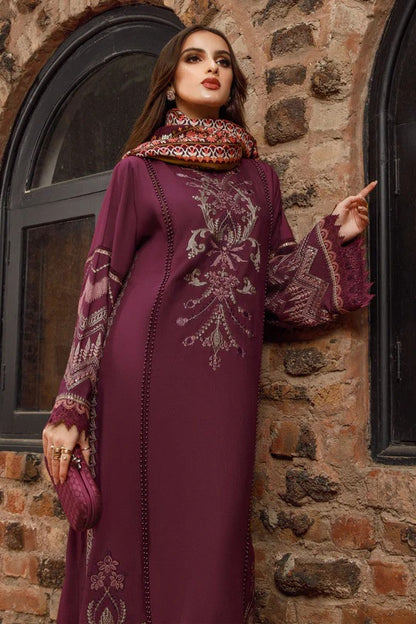 3PC EMBROIDERED DHANAK DRESS RO - 317