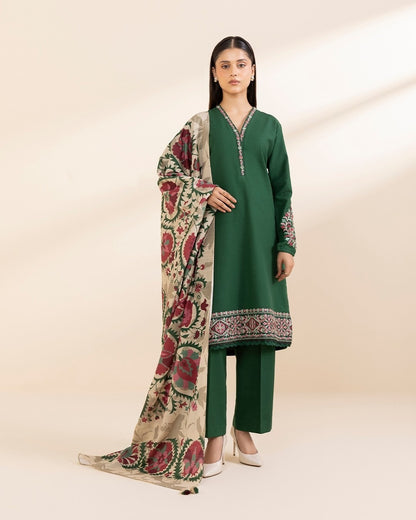 3PC EMBROIDERED KHADDAR DRESS RO - 422