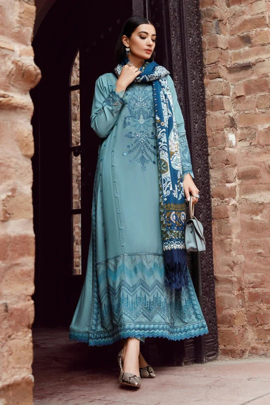 3PC EMBROIDERED DHANAK DRESS RO - 318