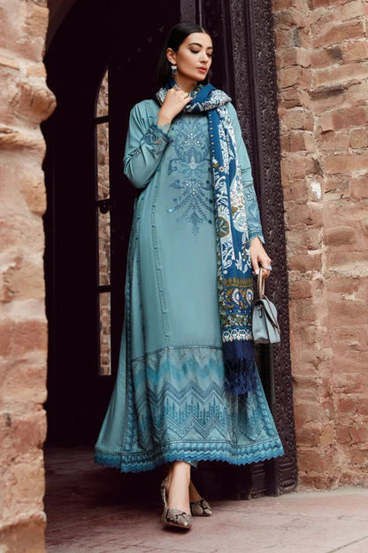 3PC EMBROIDERED DHANAK DRESS RO - 318
