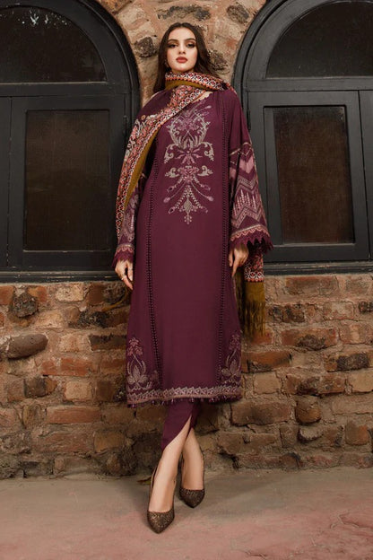 3PC EMBROIDERED DHANAK DRESS RO - 317