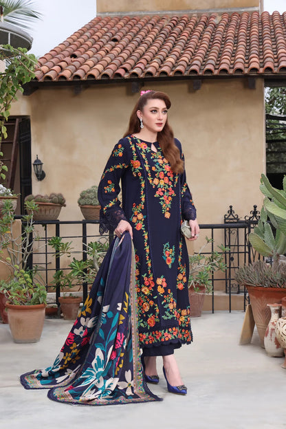 3PC EMBROIDERED DHANAK SUIT - RO-599
