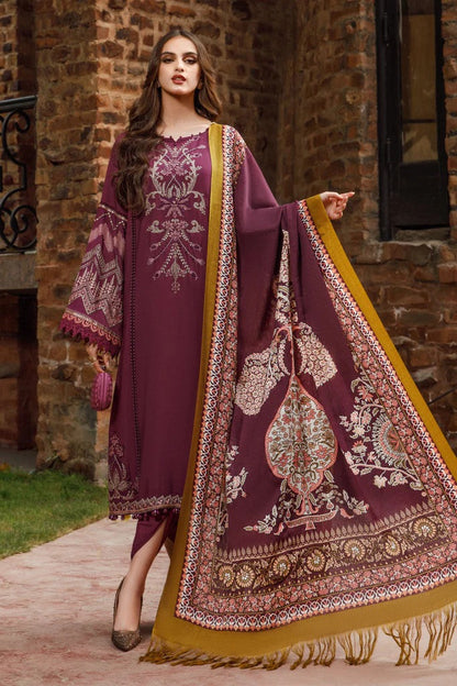 3PC EMBROIDERED DHANAK DRESS RO - 317