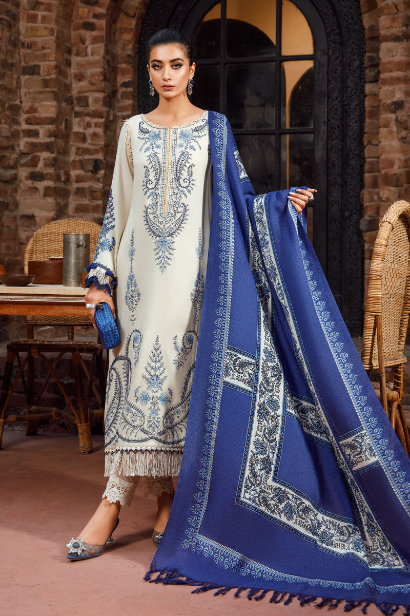 3PC EMBROIDERED DHANAK DRESS RO - 387