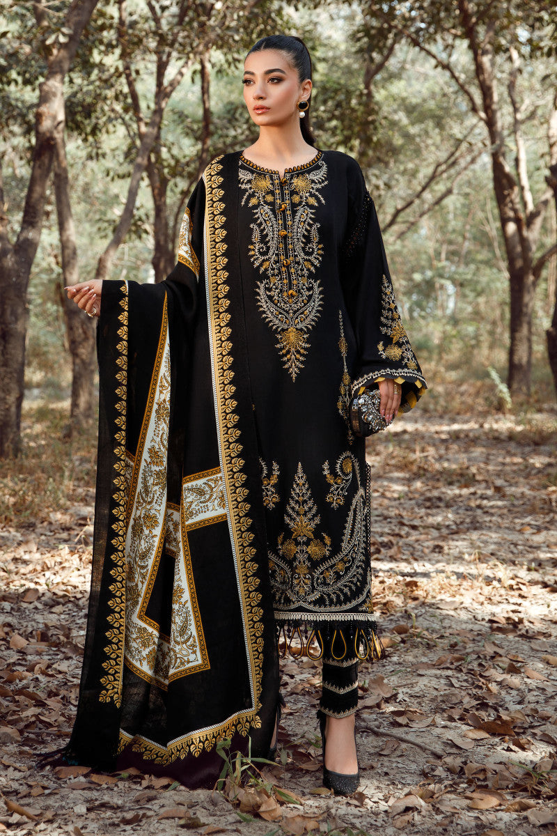 3PC EMBROIDERED DHANAK DRESS RO - 388