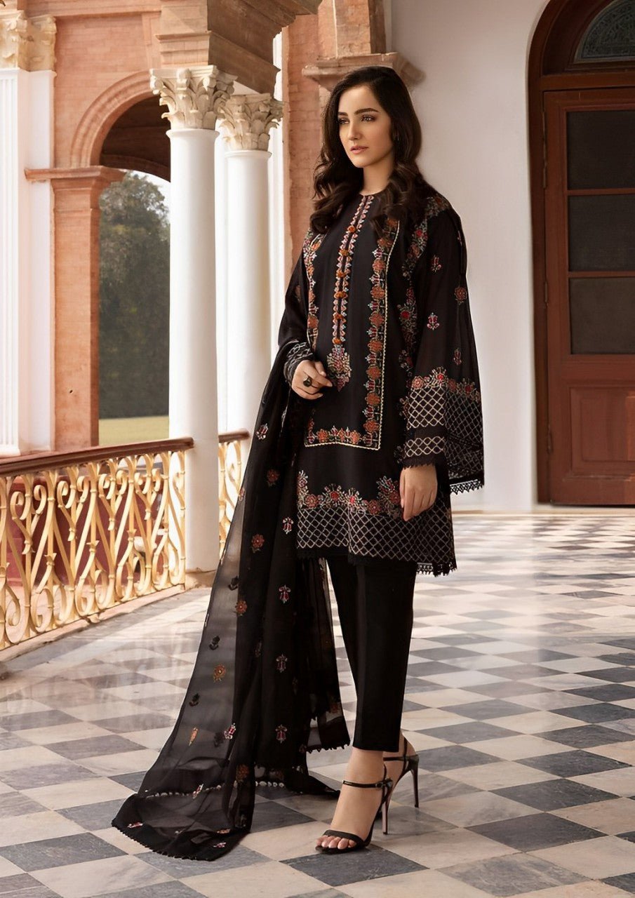 3PC EMBROIDERED LAWN SUIT  - RO-187