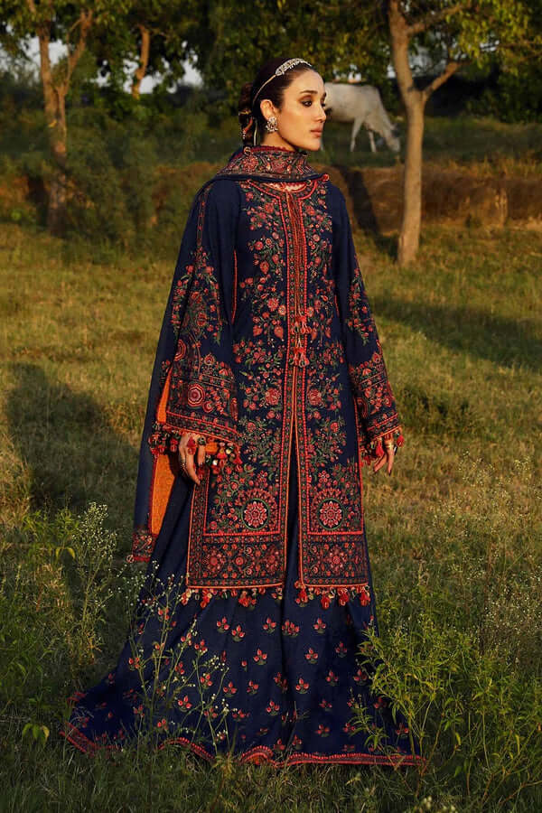 3PC EMBROIDERED DHANAK DRESS RO - 414