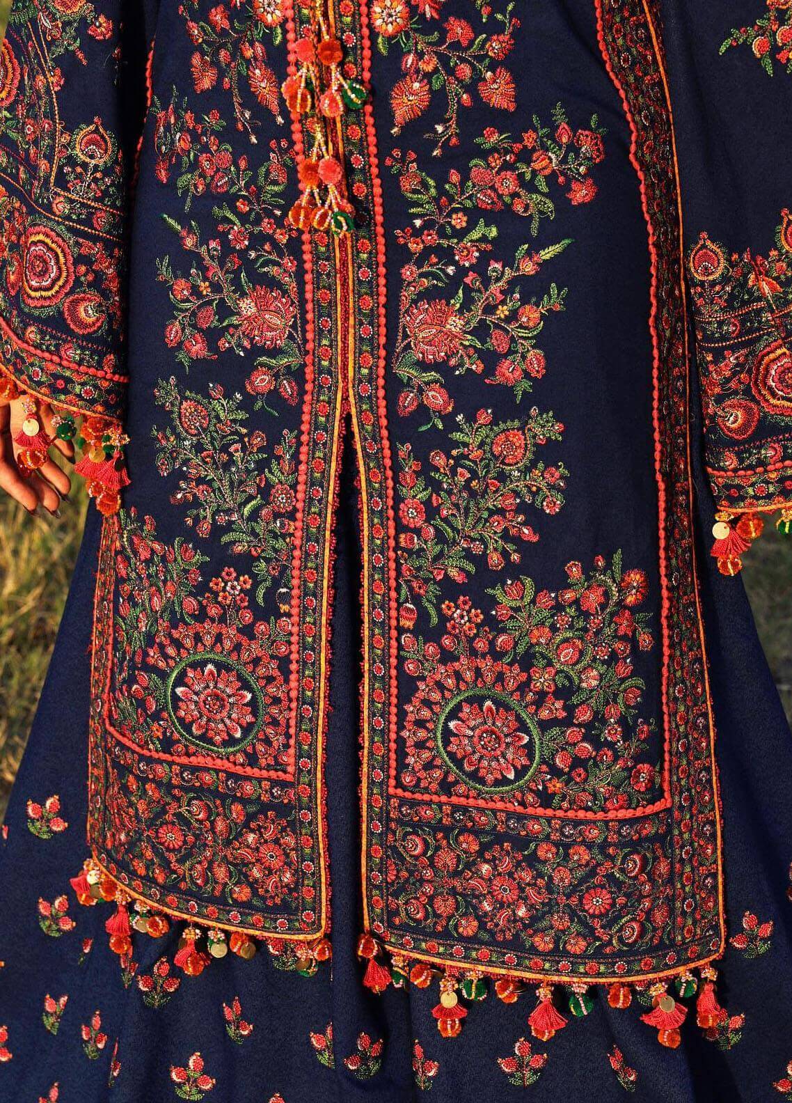 3PC EMBROIDERED DHANAK DRESS RO - 414