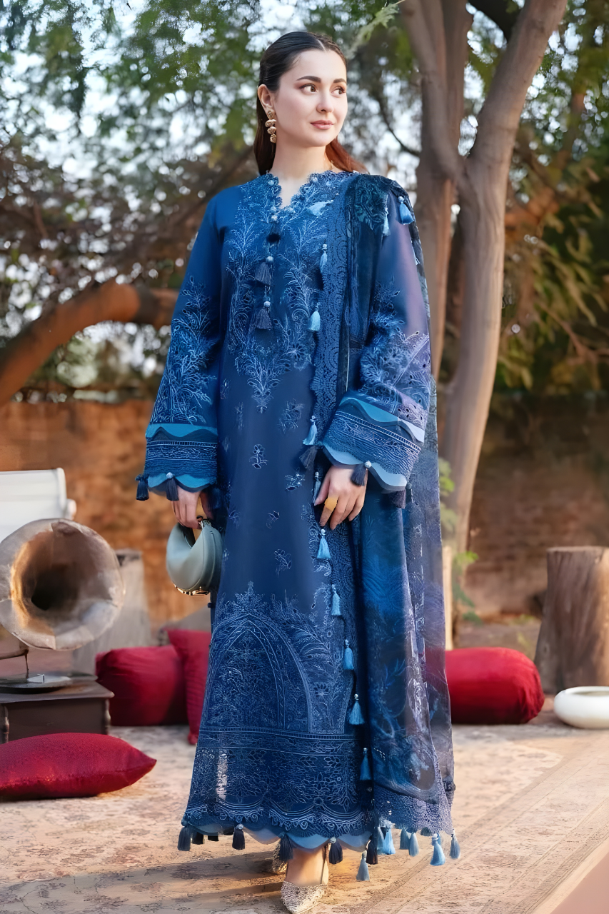 3PC EMBROIDERED LAWN SUIT - SR-658