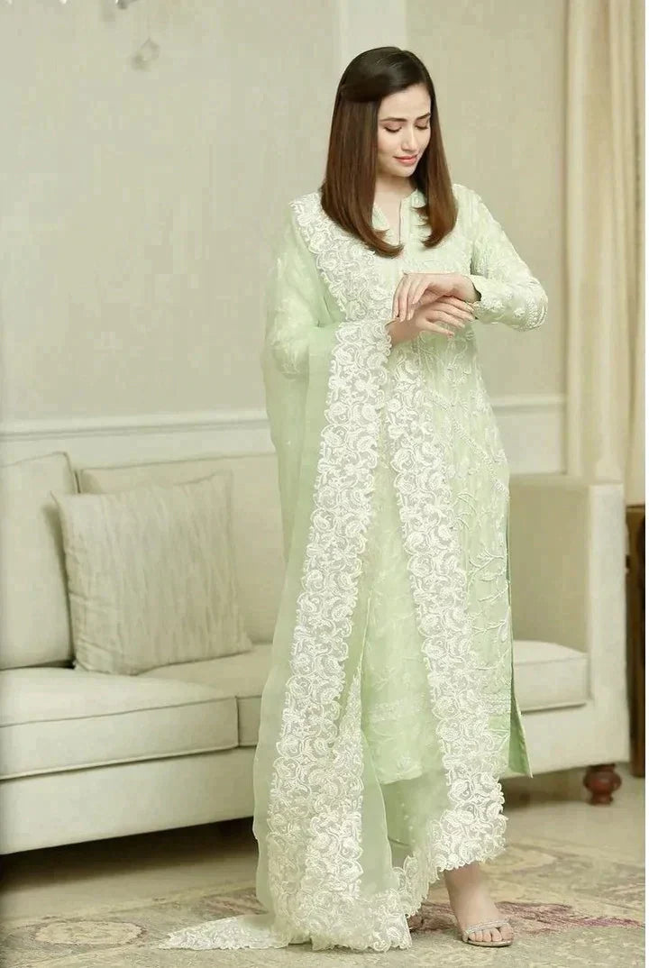 3PC Lawn Heavy Embroidered Shirt With Embroidered Dupatta - RO-129