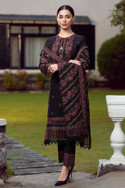 3PC EMBROIDERED DHANAK DRESS RO - 309