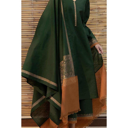 3PC EMBROIDERED DHANAK DRESS RO - 542