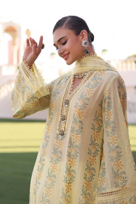 3PC EMBROIDERED LAWN SUIT - SR-458