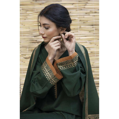 3PC EMBROIDERED DHANAK DRESS RO - 542