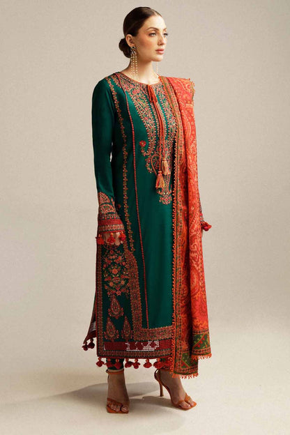 3PC EMBROIDERED DHANAK DRESS RO - 559